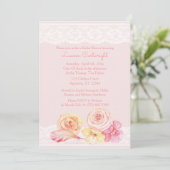 Rosa Schnürsenkel und Blume Brautparty Einladung (Stehend Vorderseite)