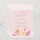 Rosa Schnürsenkel und Blume Brautparty Einladung (Vorne/Hinten)