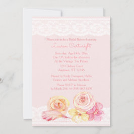 Rosa Schnürsenkel und Blume Brautparty Einladung