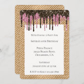 Rosa Schokolade Eiscreme Glitzer Tropfen Einladung (Vorne/Hinten)