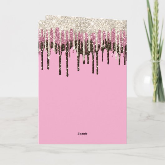 Rosa Schokolade Eiscreme Glitzer Tropfen Geburtsta Karte (Rückseite)