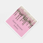 Rosa Schokolade Eiscreme Glitzer Tropfen Geburtsta Serviette (Ecke)