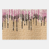 Rosa Schokolade Eiscreme Glitzer Tropfen Geschenkpapier Set (Vorderseite)