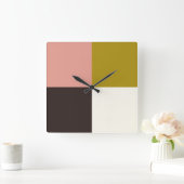 Rosa Schokolade Elfenbein Quadratische Wanduhr (Zuhause)
