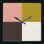 Rosa Schokolade Elfenbein Quadratische Wanduhr<br><div class="desc">.</div>