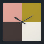 Rosa Schokolade Elfenbein Quadratische Wanduhr<br><div class="desc">.</div>