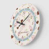 Rosa Schokolade und Limone Herzen Druckuhr Große Wanduhr (Winkel)