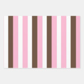 Rosa, Schokolade und weiße Streifen Geburtstag Geschenkpapier Set (Vorderseite)