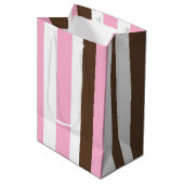 Rosa, Schokolade und weiße Streifen Mittlere Geschenktüte (Vorderseite Schrägansicht)