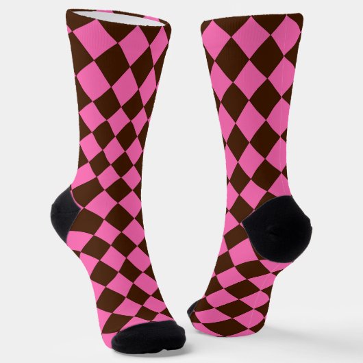 Rosa Schokoladenbraun Karo Diamant Muster Socken (Gewinkelt)