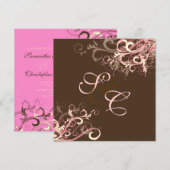 Rosa Schokoladencreme-Wirbel Hochzeit Einladung (Vorne/Hinten)