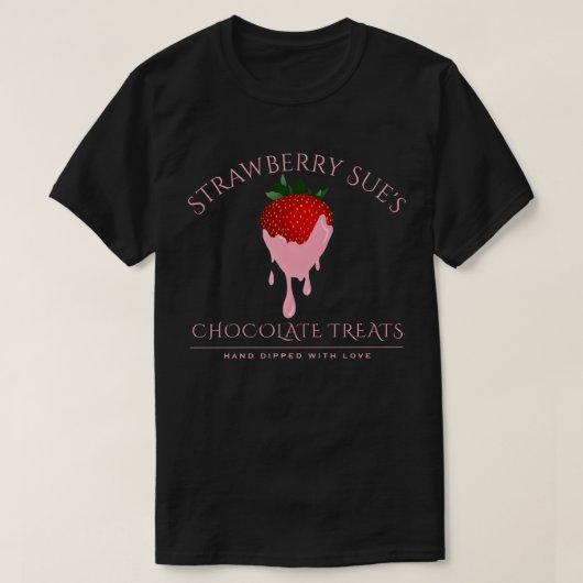 Rosa Schokoladenerdbeere T - Shirt (Design vorne)
