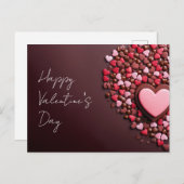 Rosa Schokoladenherzen auf dunkelgemahlenen Valent Postkarte (Vorne/Hinten)