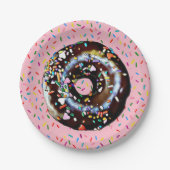 Rosa Schokoladenspülung mit Sprinklen-Papierplatte Pappteller (Vorderseite)
