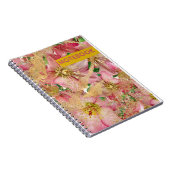 Rosa schöne Blume und Golddetails Notizblock (Rechte Seite)