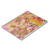 Rosa schöne Blume und Golddetails Notizblock (Linke Seite)