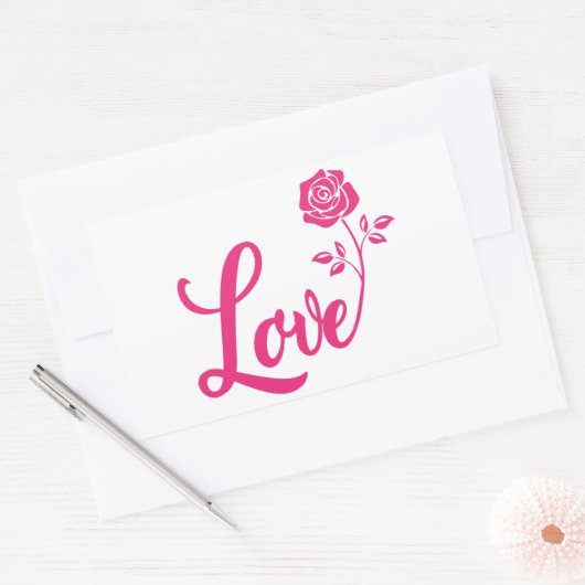 Rosa Schöne Rose Liebe Rechteckiger Aufkleber (Umschlag)