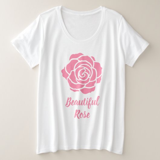 Rosa schöne Rose plus Größen-T - Shirt (Design vorne)