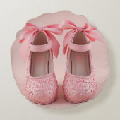 Rosa schöne Schuhe Rundes Kissen (Rückseite)