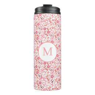 Rosa Schönheit & Make-up nahtloses Muster feminin  Thermosbecher