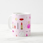 Rosa Schönheit und Make-up-Muster Kaffeetasse (Vorderseite Links)
