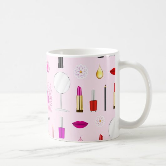 Rosa Schönheit und Make-up-Muster Kaffeetasse (Rechts)