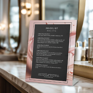 Rosa Schönheitssalon-Preisliste Sockelschild
