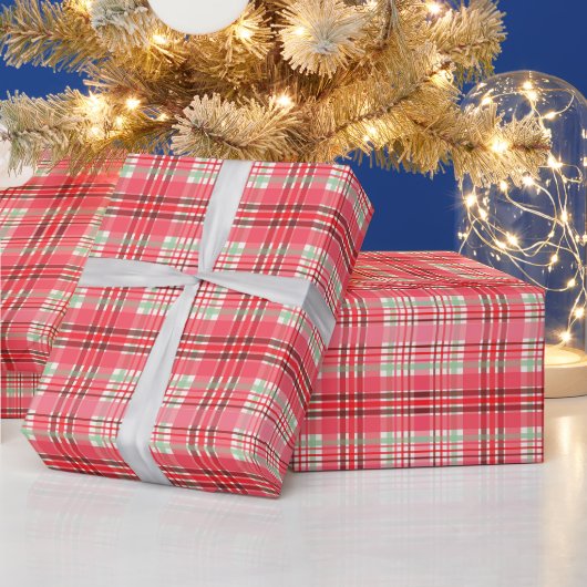 Rosa Schottenkaro Geschenkpapier (Feiertage)