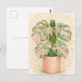 rosa Schottenkaro Monstera-Blatt Schottland Postkarte (Vorne/Hinten)