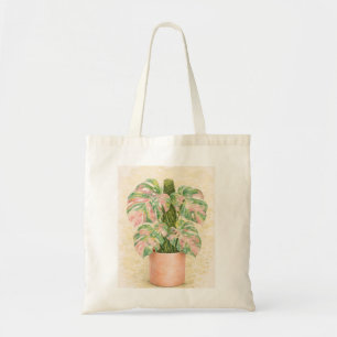 rosa Schottenkaro Monstera-Blatt Schottland Tragetasche