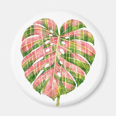 Rosa Schottenmuster Monstera Wasserfarbe Botanik Magnet (Vorne)