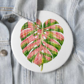 Rosa Schottenmuster Monstera Wasserfarbe Botanisch Button (Beispiel)