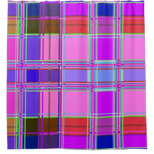 Rosa Schottenstoff-Muster Tuch Madras Duschvorhang (Vorderseite)
