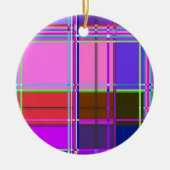 Rosa Schottenstoff-Muster Tuch Madras Keramik Ornament (Vorne)