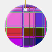 Rosa Schottenstoff-Muster Tuch Madras Keramik Ornament (Hinten)