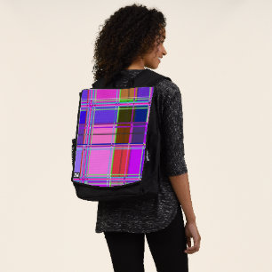 Rosa Schottenstoff-Muster Tuch Madras Rucksack