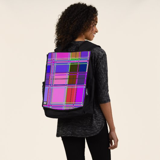 Rosa Schottenstoff-Muster Tuch Madras Rucksack (Ausgewaschen)