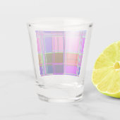 Rosa Schottenstoff-Muster Tuch Madras Schnapsglas (Rückseite)