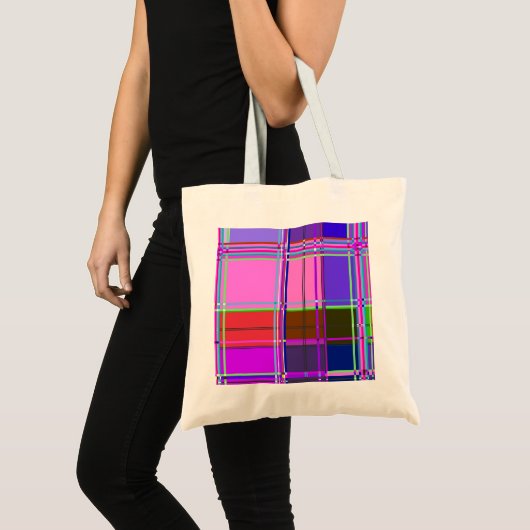 Rosa Schottenstoff-Muster Tuch Madras Tragetasche (Vorderseite (Produkt))