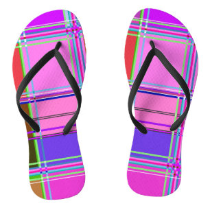 Rosa Schottenstoff-Musterstoff Madras Badesandalen