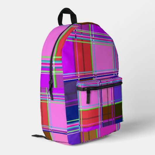 Rosa Schottenstoff-Musterstoff Madras Bedruckter Rucksack (Rückseitige Ecke links)