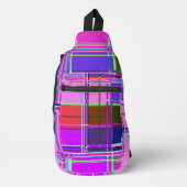 Rosa Schottenstoff-Musterstoff Madras Crossbody Bag (Vorderseite)