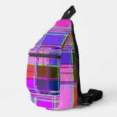 Rosa Schottenstoff-Musterstoff Madras Crossbody Bag (Rechte Ecke)