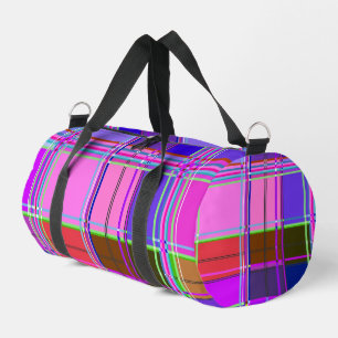 Rosa Schottenstoff-Musterstoff Madras Duffle Bag