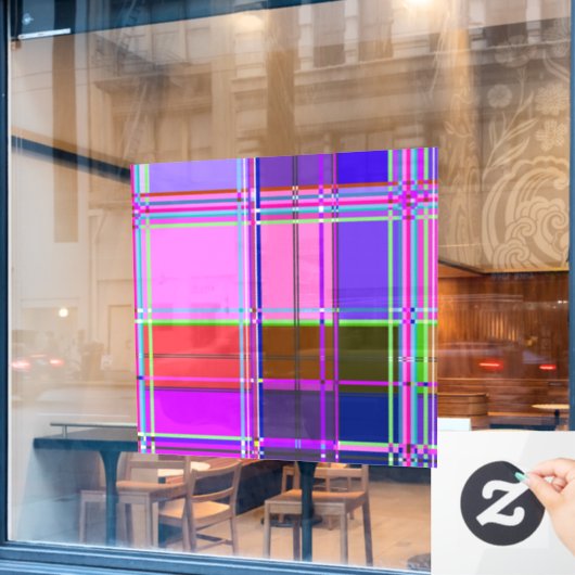 Rosa Schottenstoff-Musterstoff Madras Fensteraufkleber (Café-Fenster)