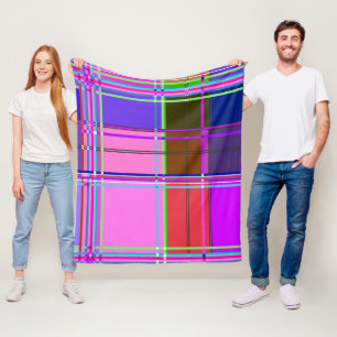 Rosa Schottenstoff-Musterstoff Madras Fleecedecke