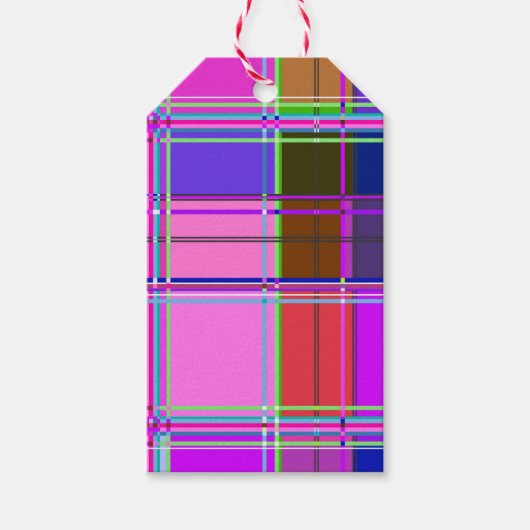 Rosa Schottenstoff-Musterstoff Madras Geschenkanhänger (Vorderseite)
