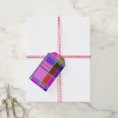 Rosa Schottenstoff-Musterstoff Madras Geschenkanhänger (Mit Garn)