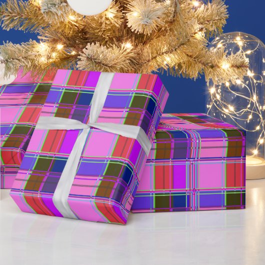 Rosa Schottenstoff-Musterstoff Madras Geschenkpapier (Feiertage)
