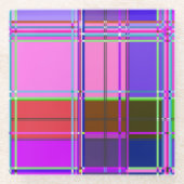 Rosa Schottenstoff-Musterstoff Madras Glasuntersetzer (Vorderseite)